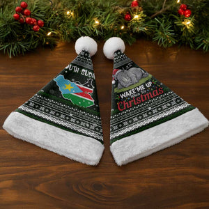 South Sudan Christmas Santa Hat National Map Flag Colors and Sleeping Rhino Motif - African Pride