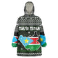 South Sudan Christmas Kid Wearable Blanket Hoodie National Map Flag Colors and Sleeping Rhino Motif - African Pride