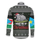 South Sudan Christmas Long Sleeve Button Shirt National Map Flag Colors and Sleeping Rhino Motif - African Pride