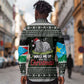 South Sudan Christmas Long Sleeve Button Shirt National Map Flag Colors and Sleeping Rhino Motif - African Pride