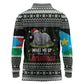 South Sudan Christmas Long Sleeve Polo Shirt National Map Flag Colors and Sleeping Rhino Motif - African Pride