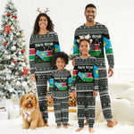 South Sudan Christmas Pajama Set National Map Flag Colors and Sleeping Rhino Motif - African Pride
