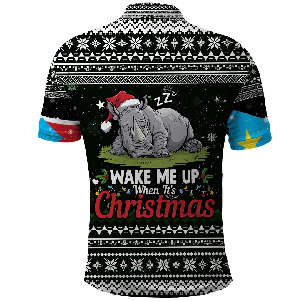 South Sudan Christmas Polo Shirt National Map Flag Colors and Sleeping Rhino Motif - African Pride