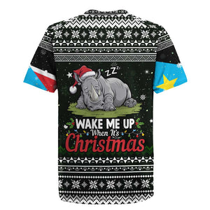 South Sudan Christmas Rugby Jersey National Map Flag Colors and Sleeping Rhino Motif - African Pride