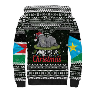 South Sudan Christmas Sherpa Hoodie National Map Flag Colors and Sleeping Rhino Motif - African Pride