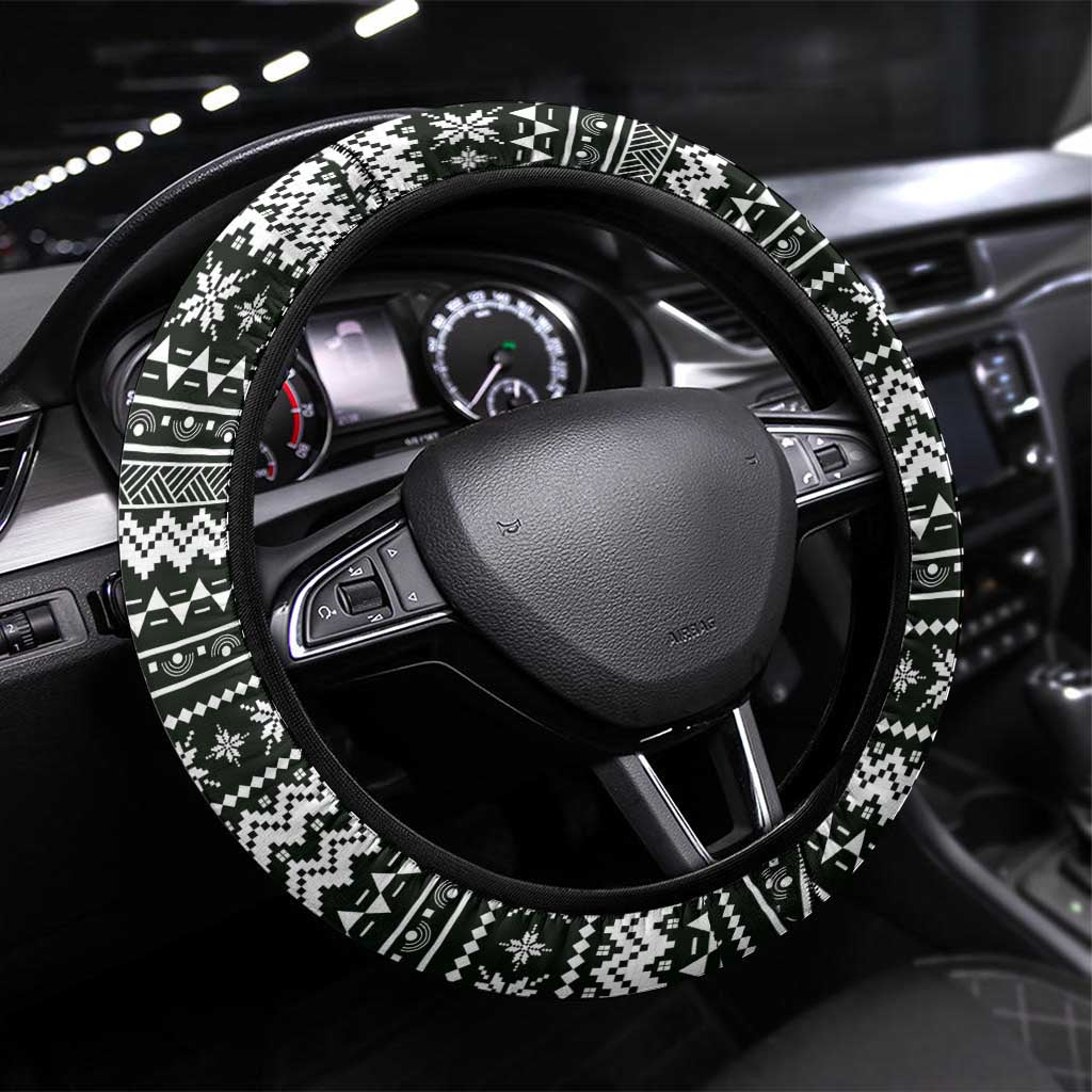 South Sudan Christmas Steering Wheel Cover National Map Flag Colors and Sleeping Rhino Motif - African Pride