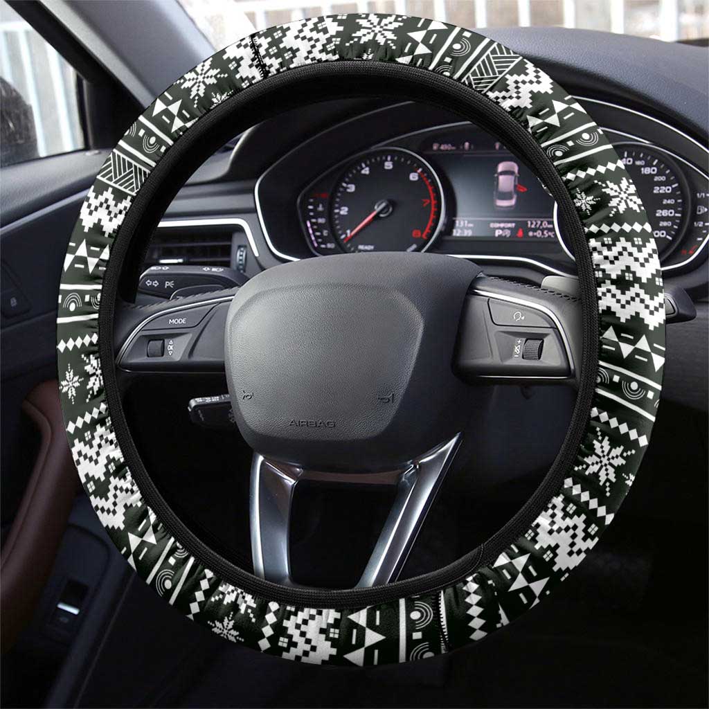 South Sudan Christmas Steering Wheel Cover National Map Flag Colors and Sleeping Rhino Motif - African Pride