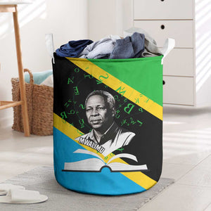 Julius Nyerere Laundry Basket Education is a Way of Fighting Poverty Quote and Tanzanian Flag Alphabet - African Pride