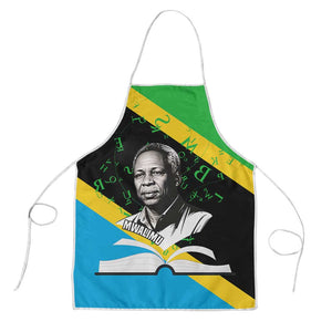 Julius Nyerere Apron Education is a Way of Fighting Poverty Quote and Tanzanian Flag Alphabet - African Pride