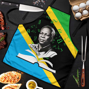 Julius Nyerere Apron Education is a Way of Fighting Poverty Quote and Tanzanian Flag Alphabet - African Pride