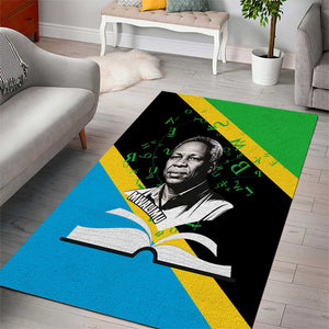 Julius Nyerere Area Rug Education is a Way of Fighting Poverty Quote and Tanzanian Flag Alphabet - African Pride