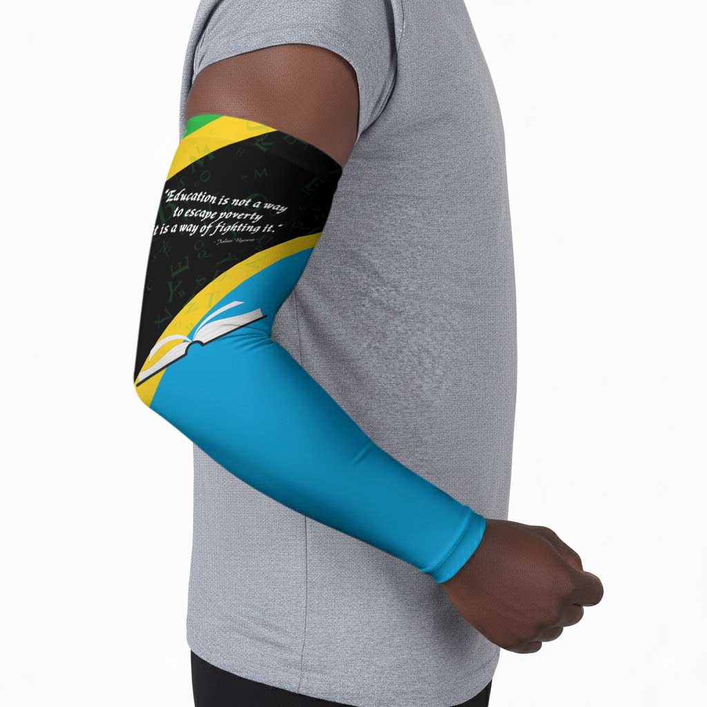 Julius Nyerere Arm Sleeves Education is a Way of Fighting Poverty Quote and Tanzanian Flag Alphabet - African Pride