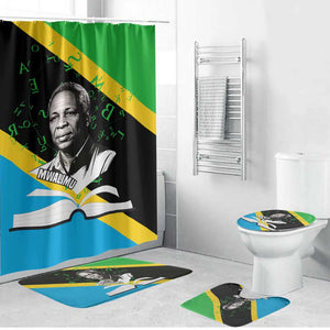 Julius Nyerere Bathroom Set Education is a Way of Fighting Poverty Quote and Tanzanian Flag Alphabet - African Pride