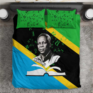 Julius Nyerere Bedding Set Education is a Way of Fighting Poverty Quote and Tanzanian Flag Alphabet - African Pride
