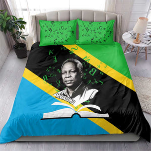 Julius Nyerere Bedding Set Education is a Way of Fighting Poverty Quote and Tanzanian Flag Alphabet - African Pride