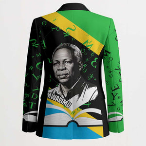 Julius Nyerere Blazer Education is a Way of Fighting Poverty Quote and Tanzanian Flag Alphabet - African Pride