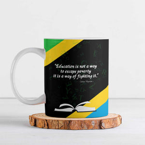 Julius Nyerere Ceramic Mug Education is a Way of Fighting Poverty Quote and Tanzanian Flag Alphabet - African Pride