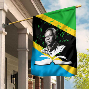 Julius Nyerere Garden Flag Education is a Way of Fighting Poverty Quote and Tanzanian Flag Alphabet - African Pride
