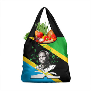 Julius Nyerere Grocery Bag Education is a Way of Fighting Poverty Quote and Tanzanian Flag Alphabet - African Pride