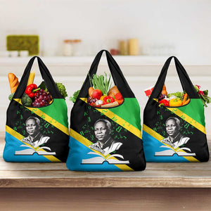 Julius Nyerere Grocery Bag Education is a Way of Fighting Poverty Quote and Tanzanian Flag Alphabet - African Pride