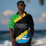 Julius Nyerere Hawaiian Shirt Education is a Way of Fighting Poverty Quote and Tanzanian Flag Alphabet - African Pride