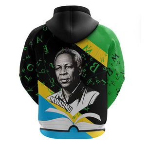 Julius Nyerere Hoodie Education is a Way of Fighting Poverty Quote and Tanzanian Flag Alphabet - African Pride