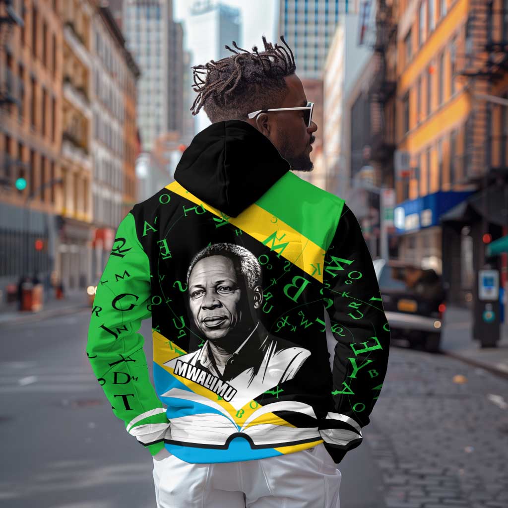 Julius Nyerere Hoodie Education is a Way of Fighting Poverty Quote and Tanzanian Flag Alphabet - African Pride