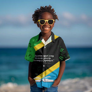 Julius Nyerere Kid Hawaiian Shirt Education is a Way of Fighting Poverty Quote and Tanzanian Flag Alphabet - African Pride