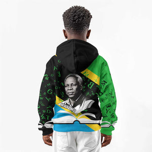 Julius Nyerere Kid Hoodie Education is a Way of Fighting Poverty Quote and Tanzanian Flag Alphabet - African Pride
