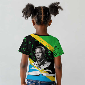 Julius Nyerere Kid T shirt Education is a Way of Fighting Poverty Quote and Tanzanian Flag Alphabet - African Pride
