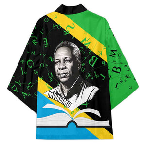 Julius Nyerere Kimono Education is a Way of Fighting Poverty Quote and Tanzanian Flag Alphabet - African Pride