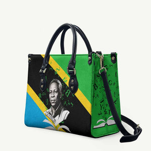 Julius Nyerere Leather Bag Education is a Way of Fighting Poverty Quote and Tanzanian Flag Alphabet - African Pride