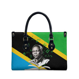 Julius Nyerere Leather Bag Education is a Way of Fighting Poverty Quote and Tanzanian Flag Alphabet - African Pride
