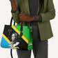 Julius Nyerere Leather Bag Education is a Way of Fighting Poverty Quote and Tanzanian Flag Alphabet - African Pride