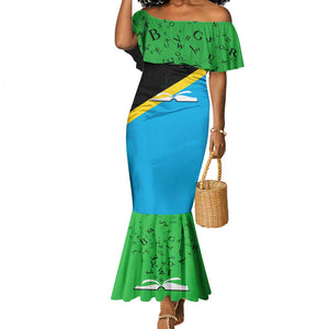 Julius Nyerere Mermaid Dress Education is a Way of Fighting Poverty Quote and Tanzanian Flag Alphabet - African Pride