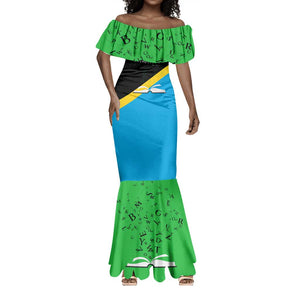 Julius Nyerere Mermaid Dress Education is a Way of Fighting Poverty Quote and Tanzanian Flag Alphabet - African Pride