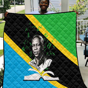 Julius Nyerere Quilt Education is a Way of Fighting Poverty Quote and Tanzanian Flag Alphabet - African Pride