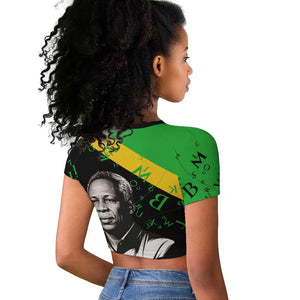 Julius Nyerere Raglan Cropped T shirt Education is a Way of Fighting Poverty Quote and Tanzanian Flag Alphabet - African Pride