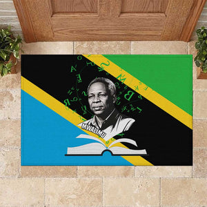 Julius Nyerere Rubber Doormat Education is a Way of Fighting Poverty Quote and Tanzanian Flag Alphabet - African Pride