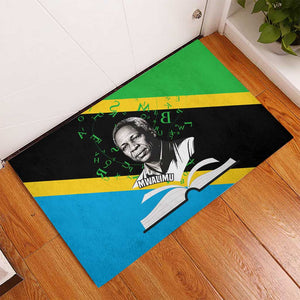 Julius Nyerere Rubber Doormat Education is a Way of Fighting Poverty Quote and Tanzanian Flag Alphabet - African Pride