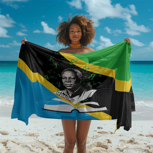 Julius Nyerere Sarong Education is a Way of Fighting Poverty Quote and Tanzanian Flag Alphabet - African Pride