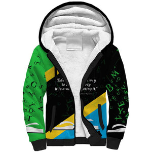 Julius Nyerere Sherpa Hoodie Education is a Way of Fighting Poverty Quote and Tanzanian Flag Alphabet - African Pride