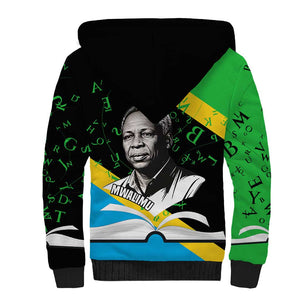 Julius Nyerere Sherpa Hoodie Education is a Way of Fighting Poverty Quote and Tanzanian Flag Alphabet - African Pride