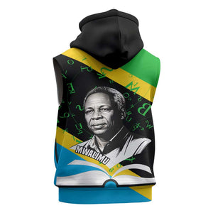Julius Nyerere Sleeveless Hoodie Education is a Way of Fighting Poverty Quote and Tanzanian Flag Alphabet - African Pride