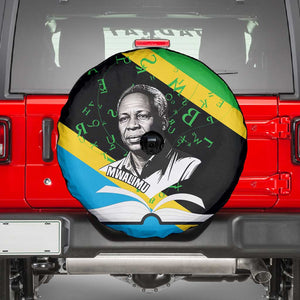 Julius Nyerere Spare Tire Cover Education is a Way of Fighting Poverty Quote and Tanzanian Flag Alphabet - African Pride