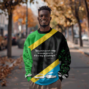 Julius Nyerere Sweatshirt Education is a Way of Fighting Poverty Quote and Tanzanian Flag Alphabet - African Pride