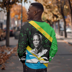 Julius Nyerere Sweatshirt Education is a Way of Fighting Poverty Quote and Tanzanian Flag Alphabet - African Pride