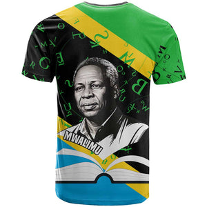 Julius Nyerere T shirt Education is a Way of Fighting Poverty Quote and Tanzanian Flag Alphabet - African Pride