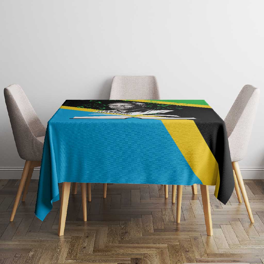 Julius Nyerere Tablecloth Education is a Way of Fighting Poverty Quote and Tanzanian Flag Alphabet - African Pride