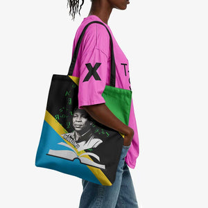 Julius Nyerere Tote Bag Education is a Way of Fighting Poverty Quote and Tanzanian Flag Alphabet - African Pride